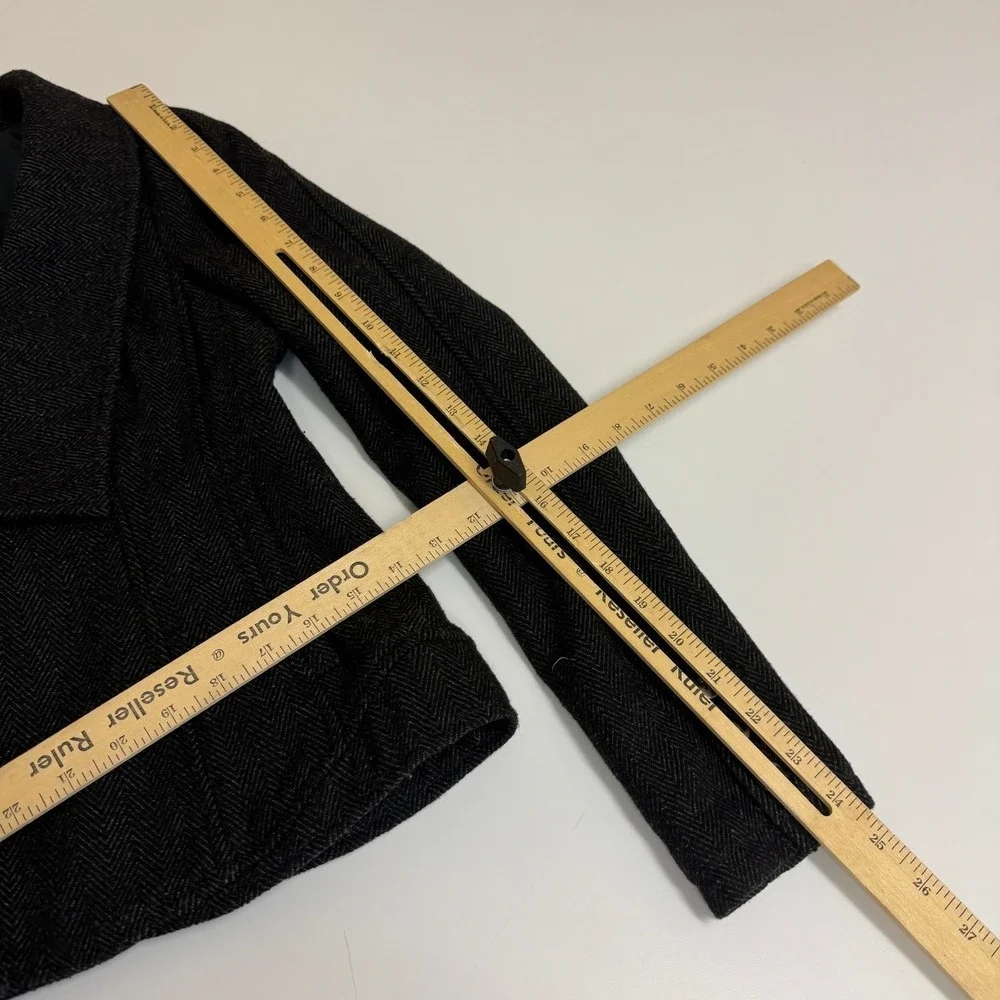 Free People Jacket‎ Womens 6 Black Herringbone Dark Academia Coquette